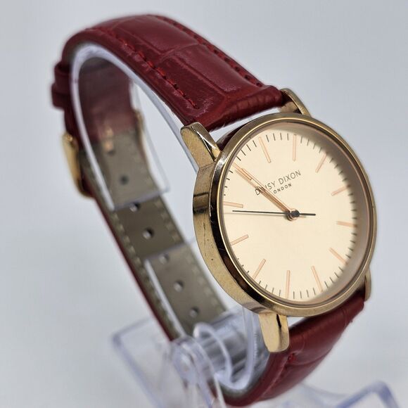 Daisy Dixon London Women Watch 34MM Gold Dial‎ New Red Leather Bands New Battery main image 4